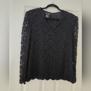 Vintage Laurence Kazar Beaded Zip Back Blouse 80s